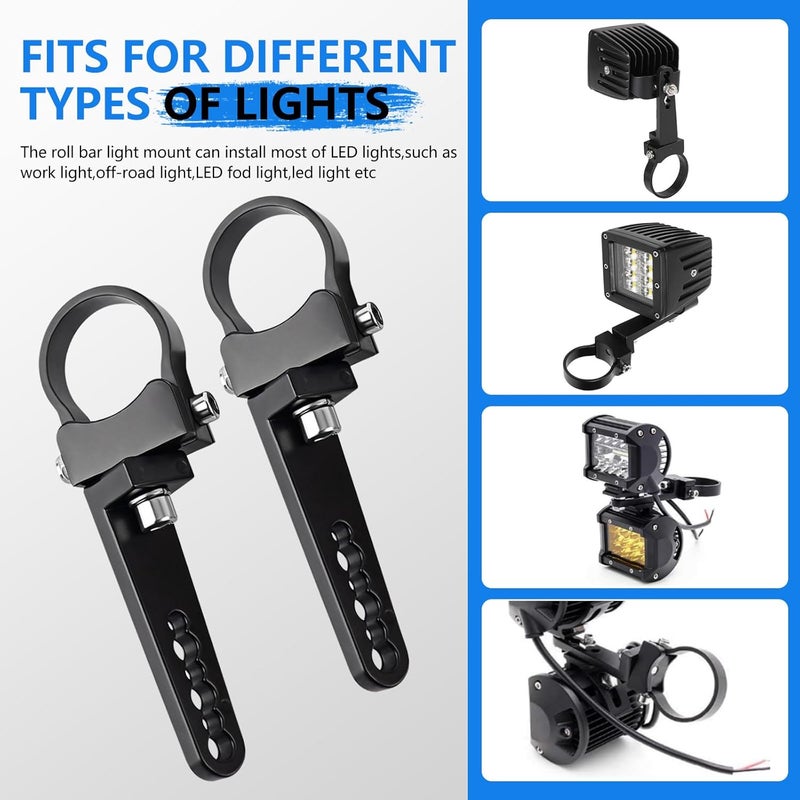 GLOBLED LED Light Bar Roll Cage Mount 360° Degree Rotation Tube Roll Cage Bracket 1.75 Inch Round Tube Mount Brackets for LED Light Bar Compatible with Polaris,Kawasaki,Arctic Cat,Yamaha - 2PCS,Black - Image 5